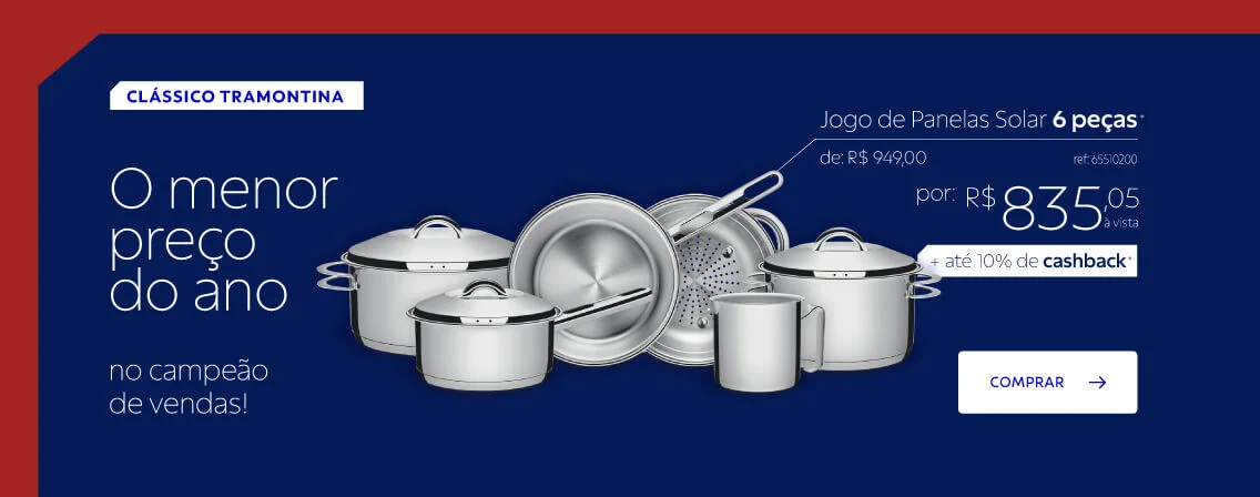 Jogo de Panelas Solar 6 pç. por R$ 835,05 à vista
