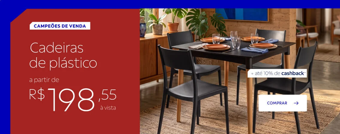 Cadeiras a partir de R$ 198,55 à vista